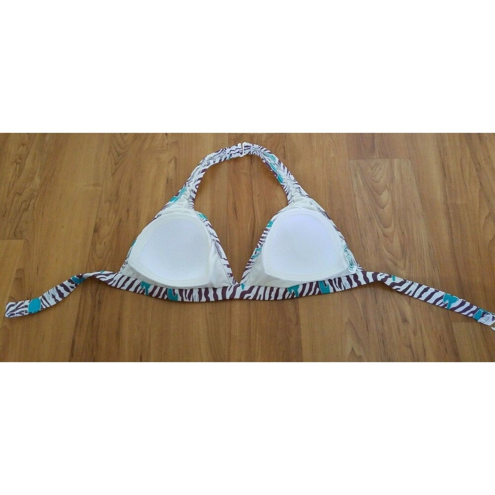 North Shore Swimwear Sz M Hawaii Bikini Animal Print Geo Halter Top Surf - Picture 3 of 6